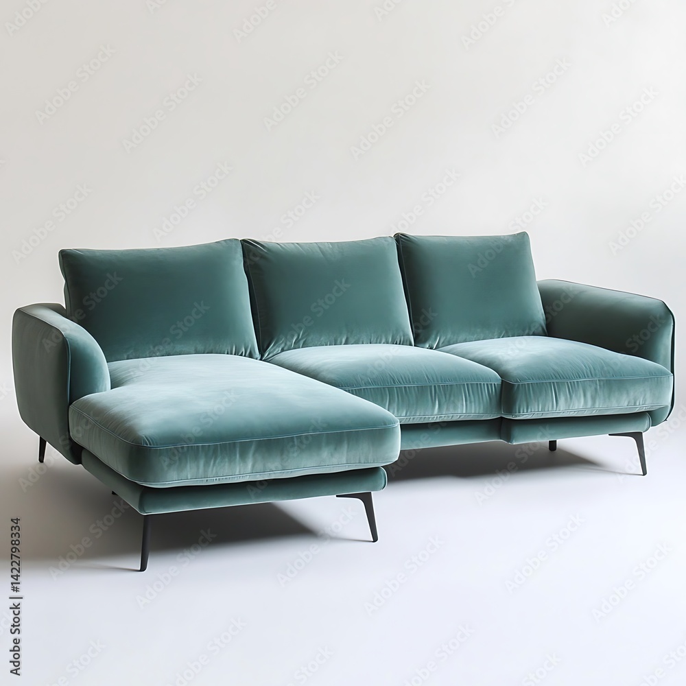 Green sectional sofa with a black frame Green sectional sofa with a black frame