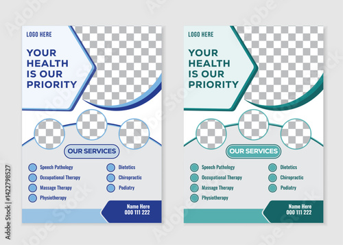  Medical or healthcare flyer poster template with creative and simple layout design