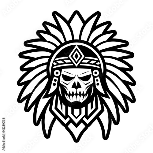 A solid style icon of chief feathers tattoo