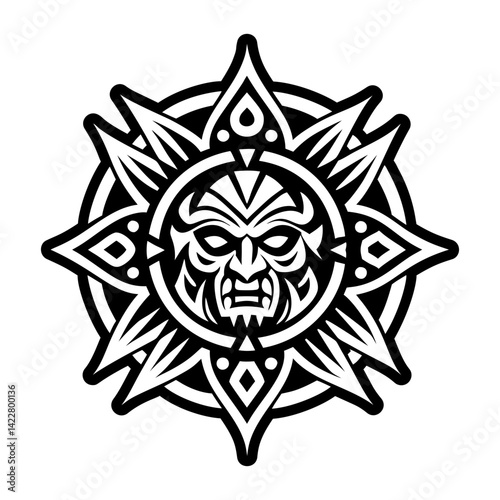 A filled style icon of shaman art tattoo
