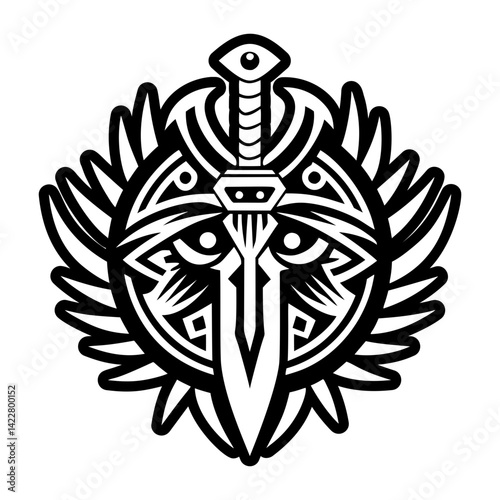 A solid style icon of sword tattoo