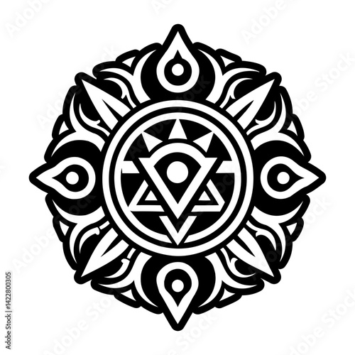 A glyph style icon of elemental fusion symbol