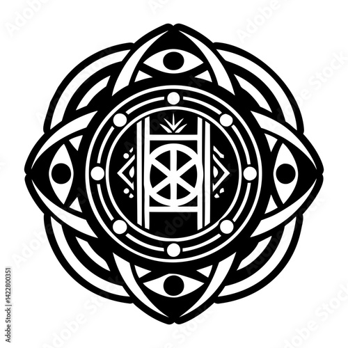 A glyph style icon of doorway sigil symbol
