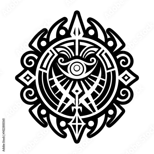 A solid style icon of shaman tattoo