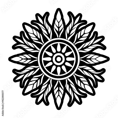 A glyph style icon of shaman sun symbol