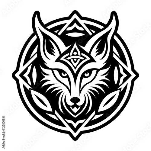A filled style icon of shaman fox tattoo