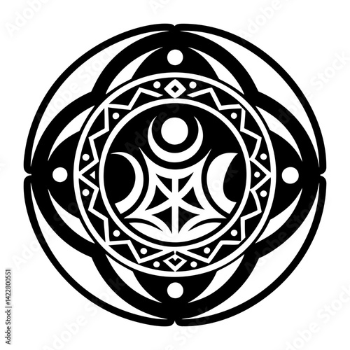 A solid style icon of lunar guidance tattoo