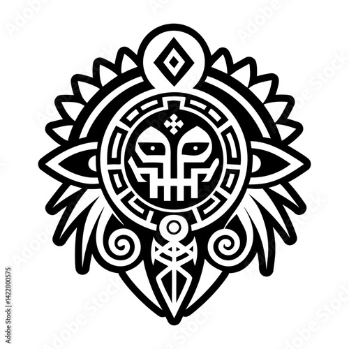 A filled style icon of tribal medicine tattoo