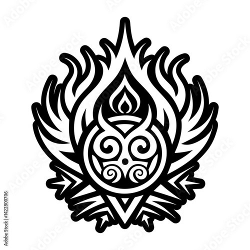 A glyph style icon of ritual fire symbol