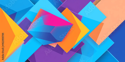 Abstract colorful geometric background design with modern shapes and vibrant color palette art deco
