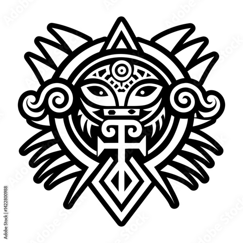 A filled style icon of ethnic tattoo