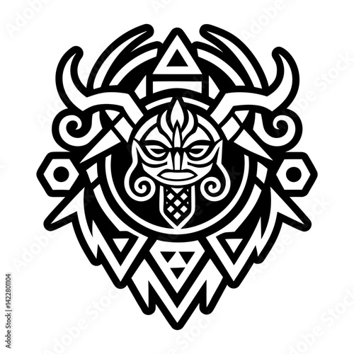 A filled style icon of shaman insignia tattoo