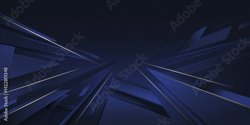 Abstract dark blue background design with light streaks and geometric shapes for modern wallpaper use