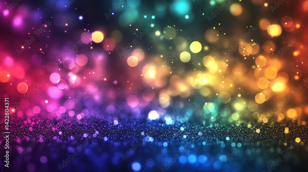 Naklejka premium Rainbow Glitter Background with Sparkling Lights
