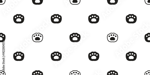bear paw seamless pattern polar dog cat footprint pet vector puppy kitten cartoon doodle gift wrapping paper repeat wallpaper tile background scarf isolated illustration design