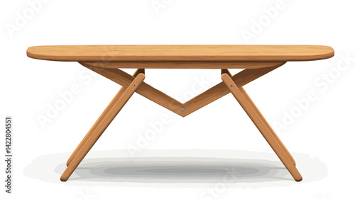 This image shows a digital rendering or photograph of a modern console table. The table is light-colored, possibly oak, and is rectangular in shape with slightly rounded edges.