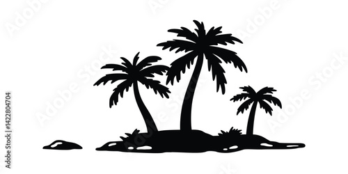 palm tree icon island coconut tree vector cartoon logo symbol plant sign tropical summer beach character illustration doodle silhouette design