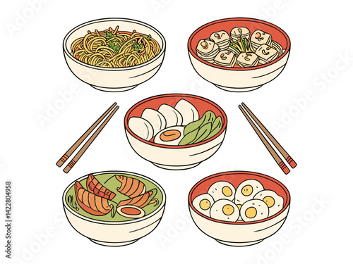 Delicious Food Illustration Diverse Menu Items