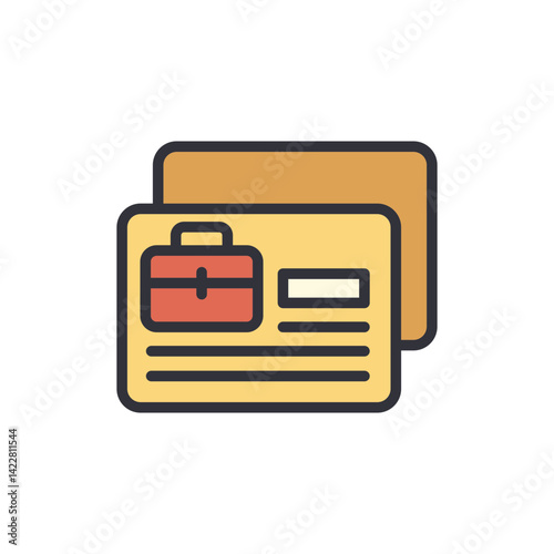 Business card colored icons, minimalist vector illustration ,simple transparent graphic element .Isolated on white background