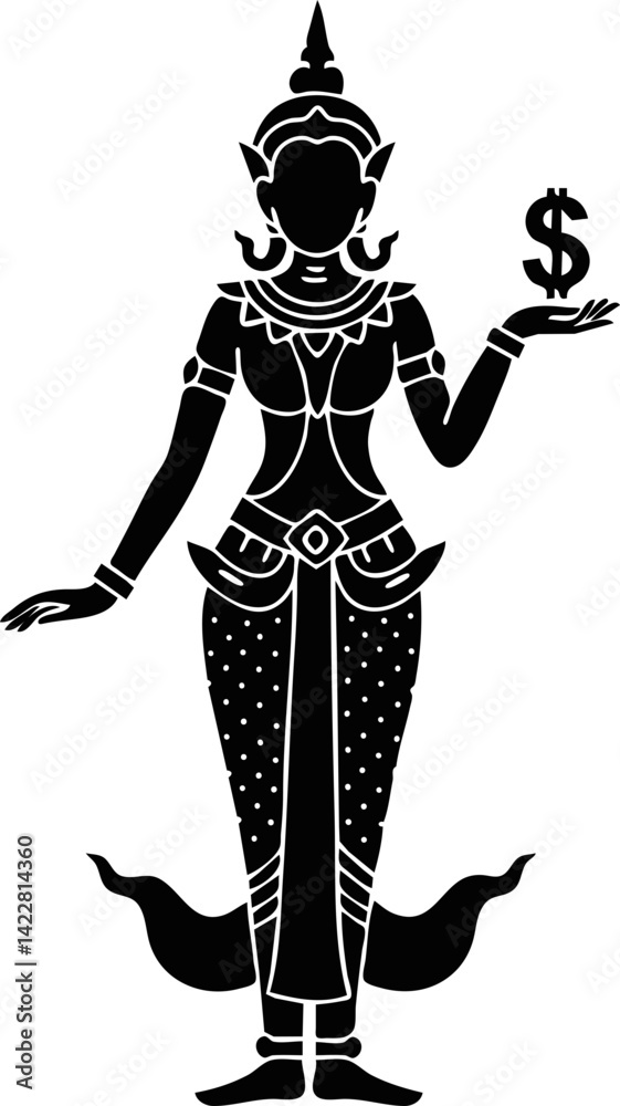 Fototapeta premium Elegant Thai Figure Presenting Dollar Symbol