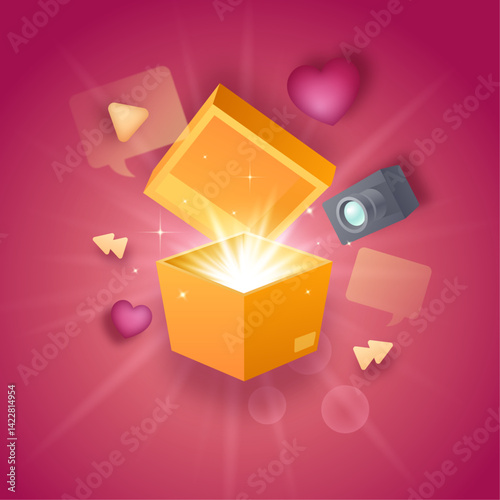 Realistic unboxing illustration