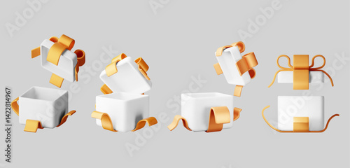 3D Gift box set isolated