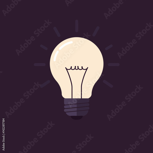 Stylized Lightbulb with Glowing Filament and Dark Base Design