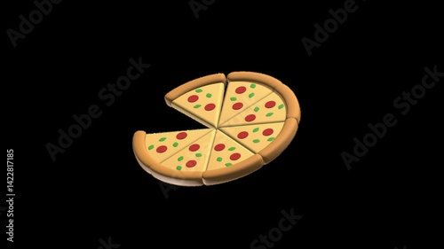 Pizza Loading Animated 3D Icon with transparent background (HD) Alpha channel
