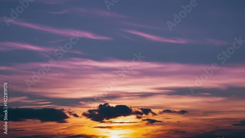 Crimson Glow: Sunset Over a Sea of Clouds