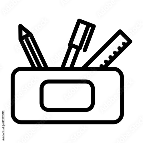 Pencil Case Vector Line Icon Design