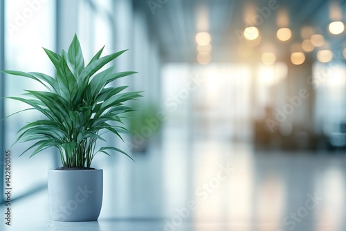 High-quality blurred business center with plant.