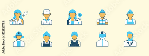 Profession icon set. Flat vector icon concept. Simple vector line icon.