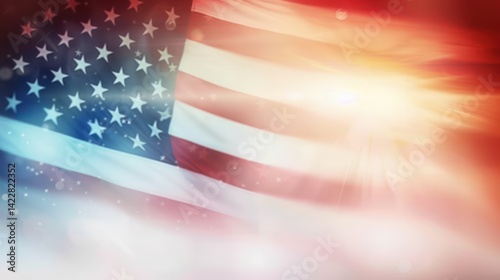 Abstract American flag background with blurred effect.