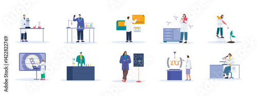 Laboratory illustration set. Flat vector illustration concept.