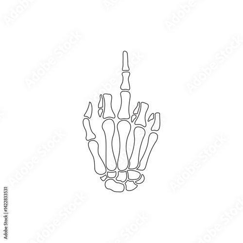 Skeleton hand showing middle finger gesture
