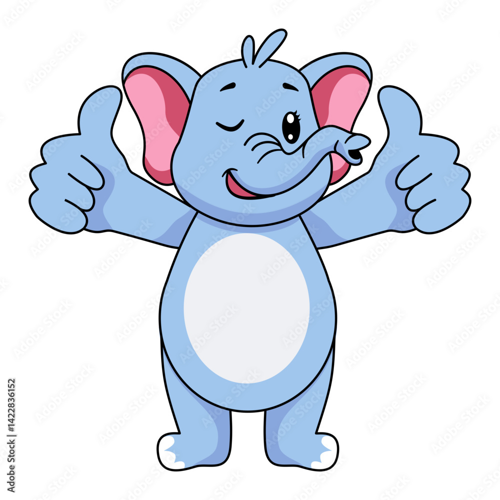 Fototapeta premium Cute Elephant Character. Vector Cartoon Illustration on White Background.