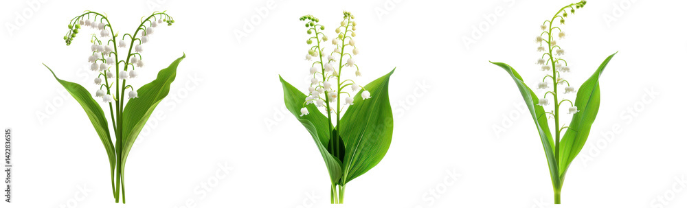 Obraz premium Lily of the Valley flower front view full length isolate on transparency background
