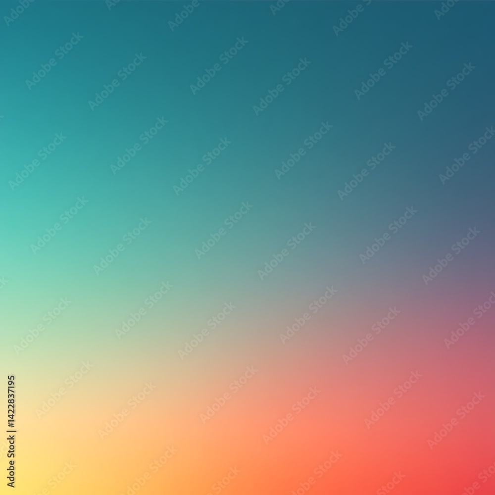 Fototapeta premium Teal, yellow, and red gradient background.