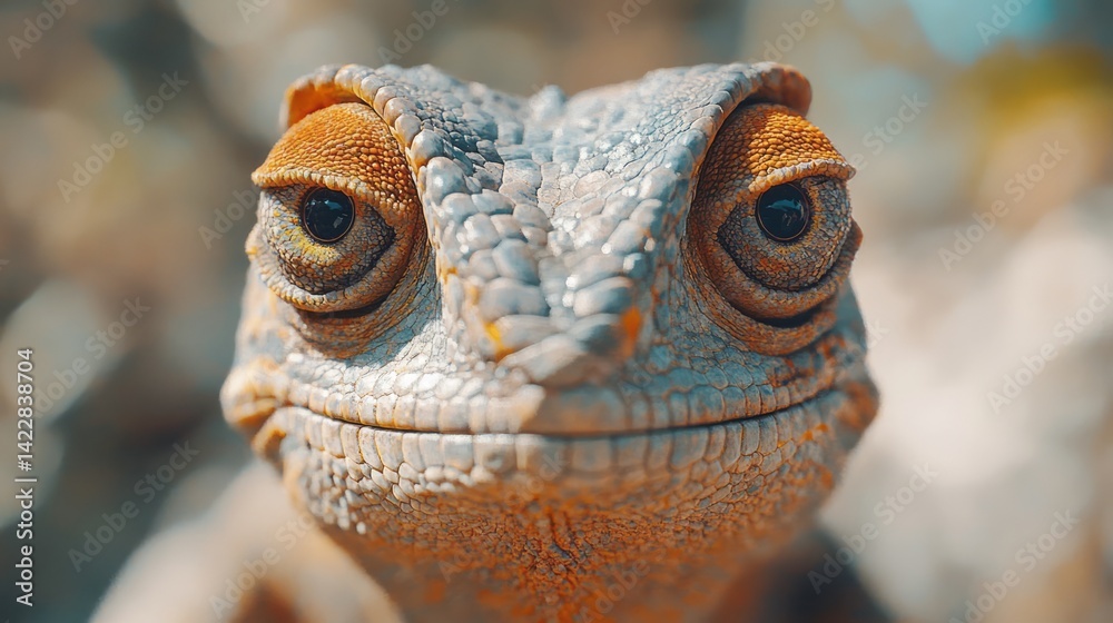 Fototapeta premium Close up shot of a chameleon looking directly forward