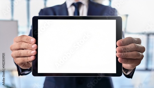 mockup a bussines man hold ipad with blank screen Mockup replaces your design mockup horizontal