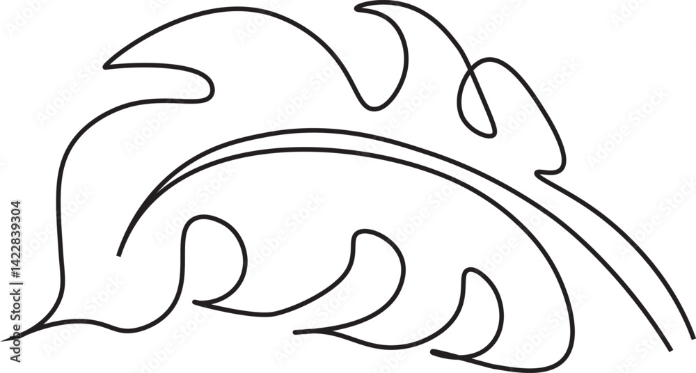 Monstera Leaf continuous one line drawing. vector illustration.
Monstera Leaf continuous one line drawing. vector illustration.
