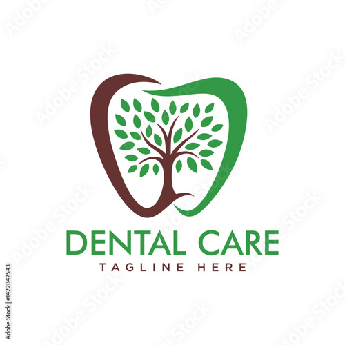 dental clinic tree leaf grow up logo vector icon