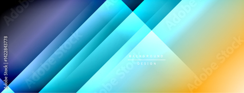 Abstract geometric background. Diagonal lines create dynamic gradient effect, transitioning from deep blues to vibrant yellows. Modern design suitable for digital projects.