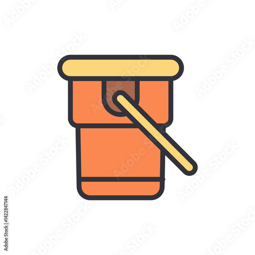 Sand bucket colored icons, minimalist vector illustration ,simple transparent graphic element .Isolated on white background