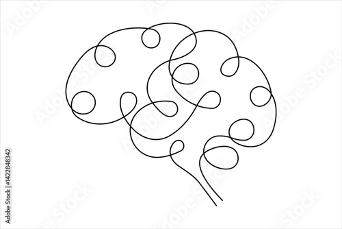 One line art silhouette brain design, Logo design, Hand drawn minimalism design