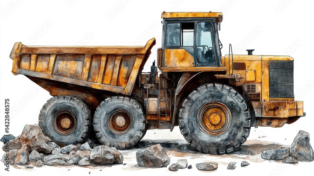 Fototapeta premium construction vehicle clipart digital watercolor clipart detailed illustration - stock photo