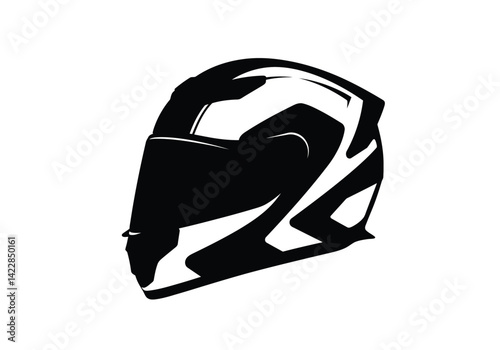 Motorcycle helmet silhouette. This image shows a black silhouette of a helmet used for motorbike riders, emphasizing safety, gear, and sleek design. Vector clipart illustration design.
