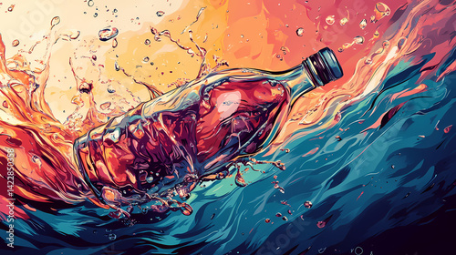 Dive bouteille. Delirium Waves. Illustration