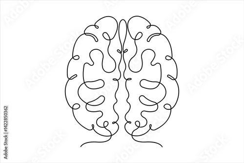 One line art silhouette brain design, Logo design, Hand drawn minimalism design