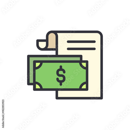 Budget invoice colored icons, minimalist vector illustration ,simple transparent graphic element .Isolated on white background